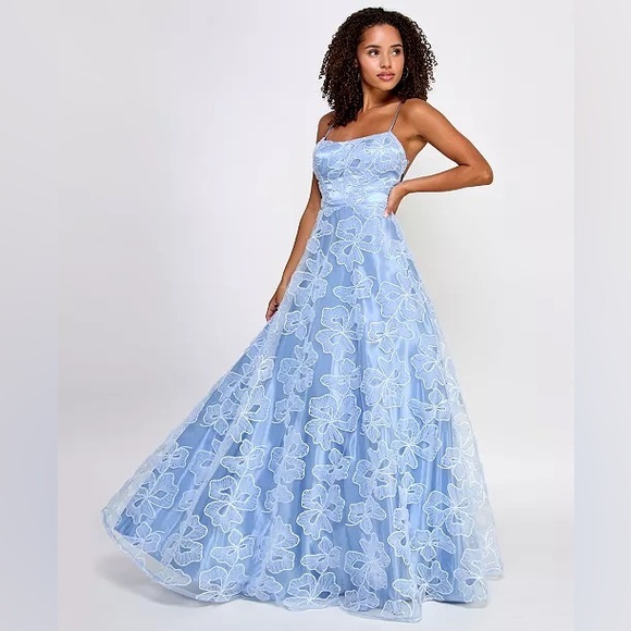 Say Yes To Prom Dresses & Skirts - Say Yes to the Prom Floral Embroidered Gown